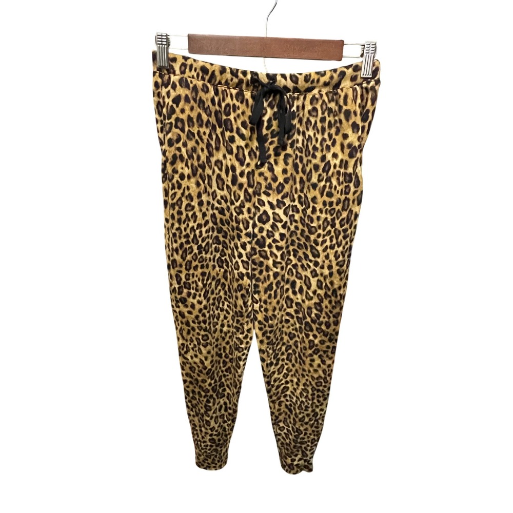 Lauren Ralph Lauren Leopard Print Pajama Set Long Sleeve Top Joggers Brown Small - Picture 4 of 10